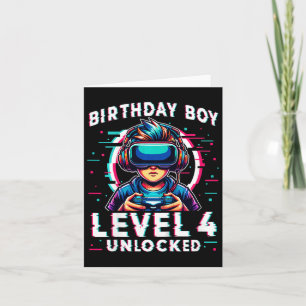 Level 4 Unlocked 4 Years Old Birthday Gamer Funny  Card