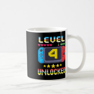 Level 4 Unlocked 4th Birthday Shirt Video Game 4 Y Coffee Mug