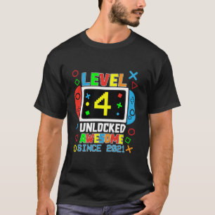 Level 4 Unlocked Awesome Since 2021 Video Game 4th T-Shirt