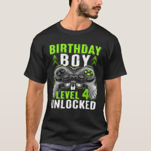 Level 4 Unlocked Birthday Boy 4 Year Old Boys Gami T-Shirt