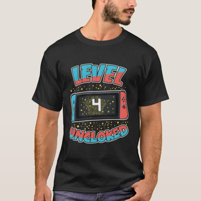 Level 4 Unlocked Birthday Shirt Boy 4 Years Old Vi (Front)