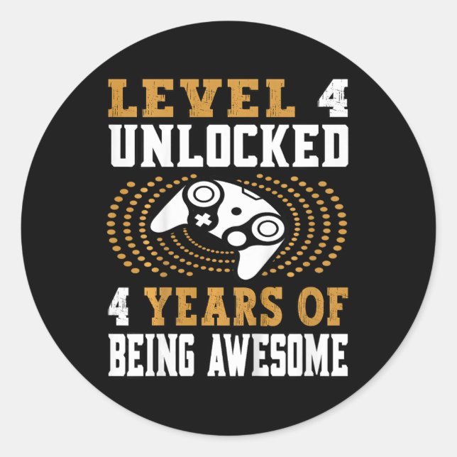 Level 4 Unlocked Video Game 4th Birthday  Classic Round Sticker (Front)