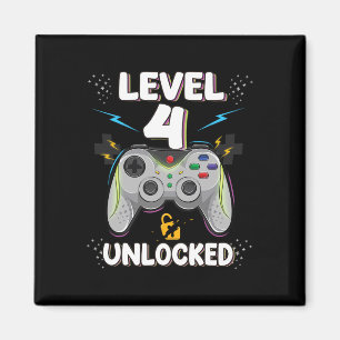 Level 4 Unlocked Video Game 4th Birthday Gamer Gif Magnet