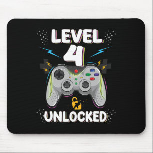 Level 4 Unlocked Video Game 4th Birthday Gamer Gif Mouse Pad