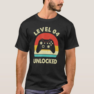 Level 4 Unlocked Video Gamer 4th Birthday Funny T-Shirt
