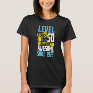 Level 50 Unlocked Awesome Since 1973 Video Game Bi T-Shirt