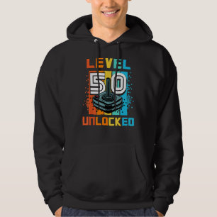 Level 50 Unlocked Funny 50th Gamer Birthday Vintag Hoodie