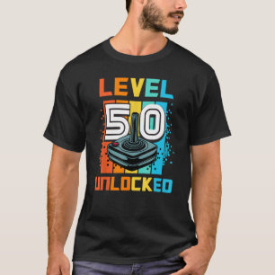 Level 50 Unlocked Funny 50th Gamer Birthday Vintag T-Shirt