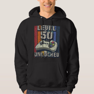 Level 50 Unlocked Video Game 50th Birthday Gamer B Hoodie