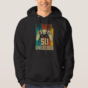 Level 50 Unlocked Video Gamer 50th Birthday Hoodie