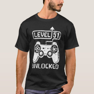 Level 51 Unlocked Gamer 51st Birthday  Video Game T-Shirt