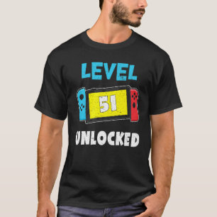 Level 51 Unlocked Video Games Lover 51st Birthday T-Shirt