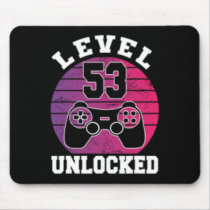 Level 53 Unlocked 53 Years Old Retro 80s 53rd Birt Mouse Pad