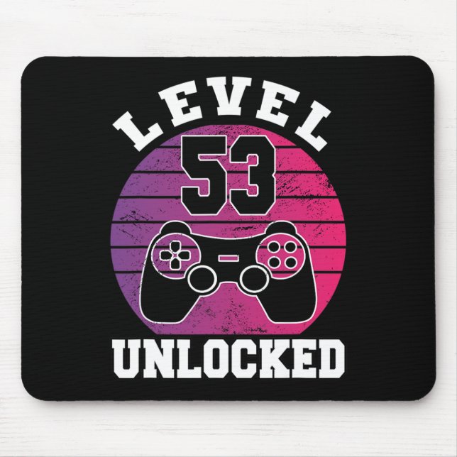 Level 53 Unlocked 53 Years Old Retro 80s 53rd Birt Mouse Pad (Front)