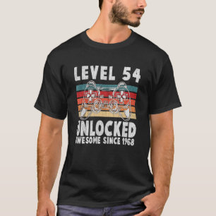Level 54 Unlocked Awesome Since 1968 Retro Birthda T-Shirt