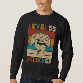 Level 55 Unlocked 55th Birthday 55 Years Old Gamer Sweatshirt