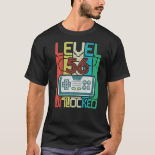 Level 56 Unlocked Video Gamer 56th Birthday T-Shirt