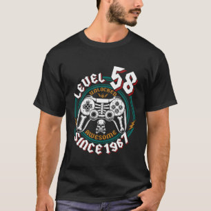 Level 58 Unlocked Awesome Since 1967, Gamer 58th B T-Shirt