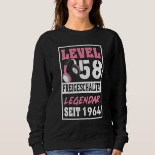 Level 58 Years Gamer Girl Since 1964 Birthday Vide Sweatshirt