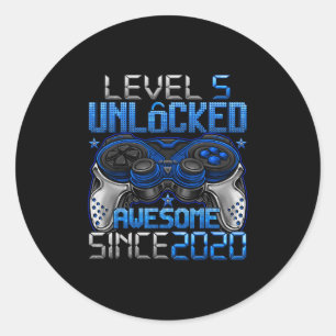 Level 5 Unlocked 5 Year Old Gifts For Boys 5th Bir Classic Round Sticker