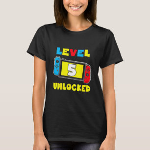 Level 5 Unlocked 5th Birthday Shirt Video Game 5 Y
