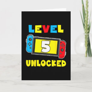 Level 5 Unlocked 5th Birthday Shirt Video Game 5 Y Card