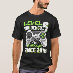 Level 5 Unlocked Awesome 2016 Video Game 5Th Birth T-Shirt
