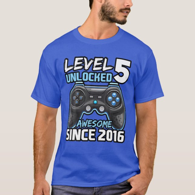 Level 5 Unlocked Awesome 2016 Video Game 5Th Birth T-Shirt (Front)