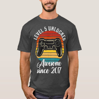 Level 5 Unlocked Awesome 2017 Video Game 5Th Birth T-Shirt