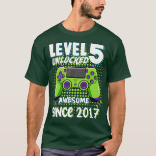 Level 5 Unlocked Awesome 2017 Video Game 5th Birth T-Shirt