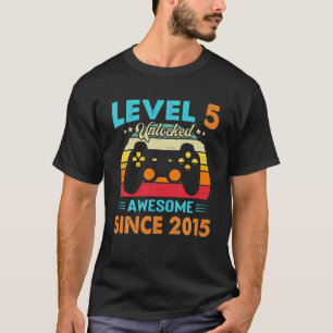 Level 5 Unlocked Awesome Since 2015 5Th Birthday G T-Shirt