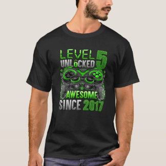 Level 5 Unlocked Awesome Since 2017 5Th Birthday G T-Shirt