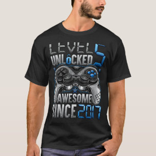 Level 5 Unlocked Awesome Since 2017 5th Birthday   T-Shirt