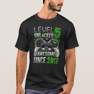 Level 5 Unlocked Awesome Since 2017 5th Birthday T-Shirt
