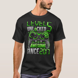 Level 5 Unlocked Awesome Since 2017 5th Birthday T-Shirt