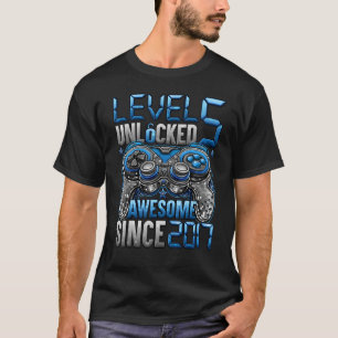 Level 5 Unlocked Awesome Since 2017 5th Birthday   T-Shirt