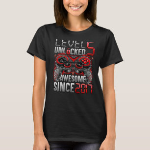 Level 5 Unlocked Awesome Since 2017 5th Birthday T-Shirt
