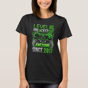 Level 5 Unlocked Awesome Since 2017 5th Birthday T-Shirt