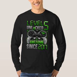 Level 5 Unlocked Awesome Since 2017 5th Birthday T-Shirt