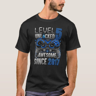 Level 5 Unlocked Awesome Since 2017 5th Birthday T-Shirt