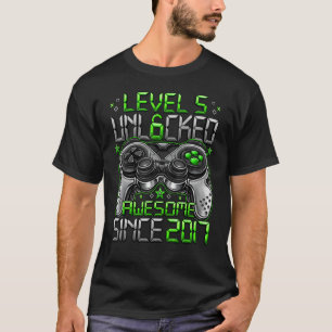 Level 5 Unlocked Awesome Since 2017 5th Birthday   T-Shirt