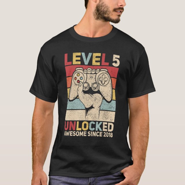 Level 5 Unlocked Awesome Since 2018 5 Years Old 5t T-Shirt (Front)