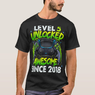 Level 5 Unlocked Awesome Since 2018 5th Birthday G T-Shirt