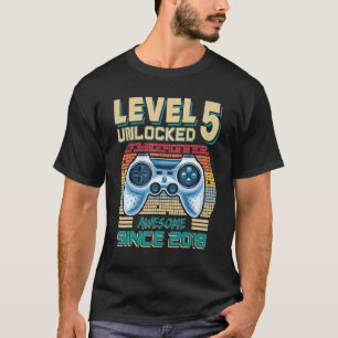 Level 5 Unlocked Awesome Since 2018 5th Birthday G T-Shirt