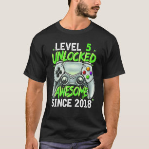 Level 5 Unlocked Awesome Since 2018 5th Birthday G T-Shirt