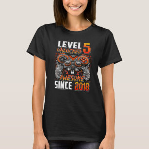 Level 5 Unlocked Awesome Since 2018 5th Birthday G T-Shirt