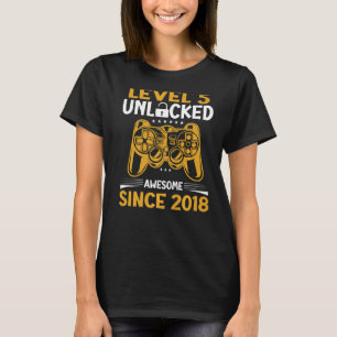 Level 5 Unlocked Awesome Since 2018 Video Game 5th T-Shirt