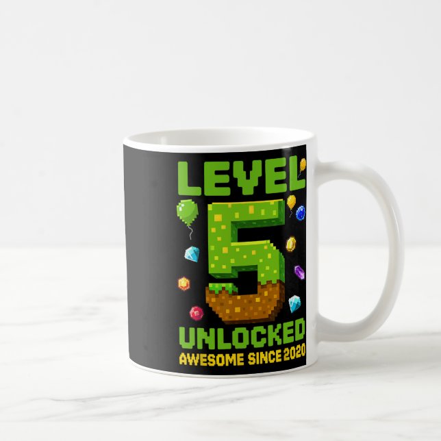 Level 5 Unlocked Awesome Since Pixel Birthday  Coffee Mug (Right)