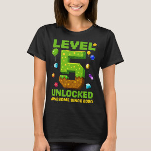 Level 5 Unlocked Awesome Since Pixel Birthday  T-Shirt