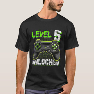 Level 5 Unlocked Birthday Kids 5Th Video Game Five T-Shirt
